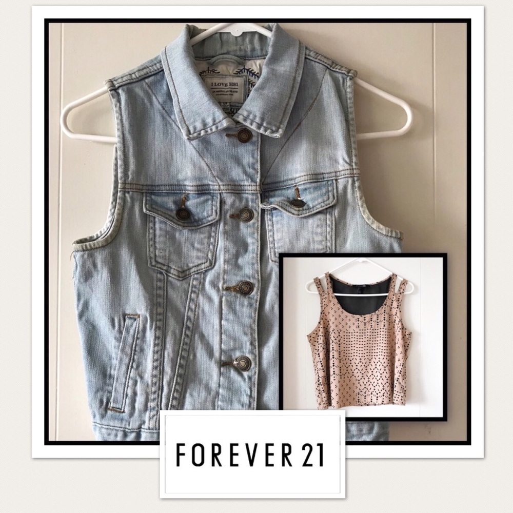 Denim vest and sleeves top (S)